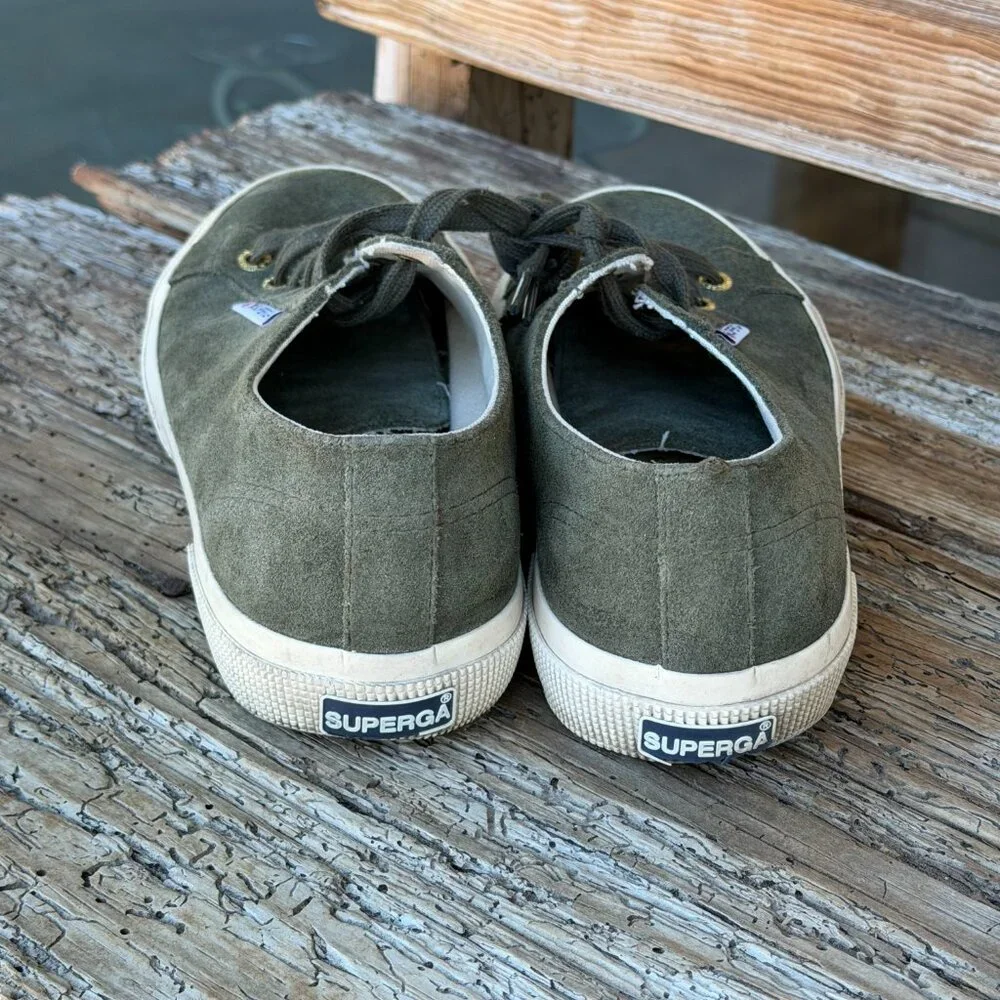 SUPERGA Suede Sneakers Olive Green Canvas Style EU 39 US 8